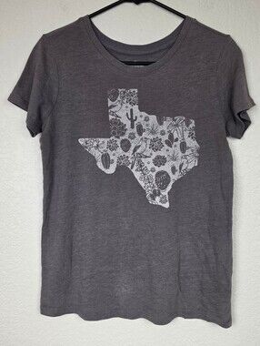 Texas Graphic Tee Shirt Small Grey Gray Top